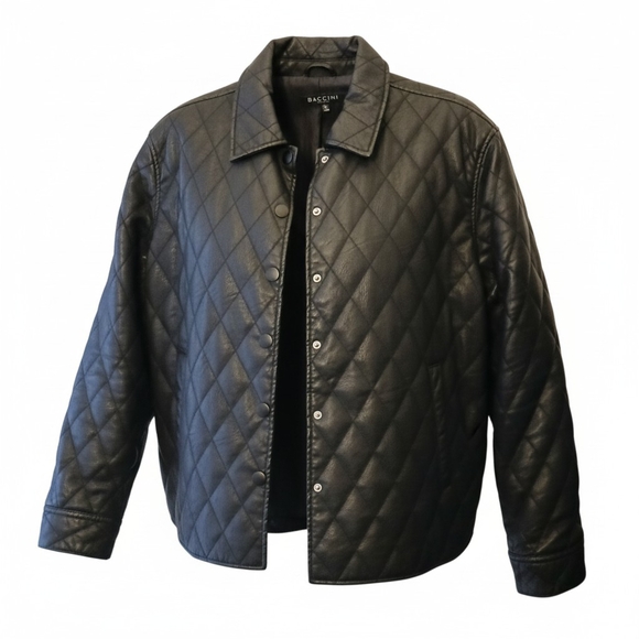 Women's Leather Jacket -Faux Leather -Size Large Petite EUC - Picture 1 of 8